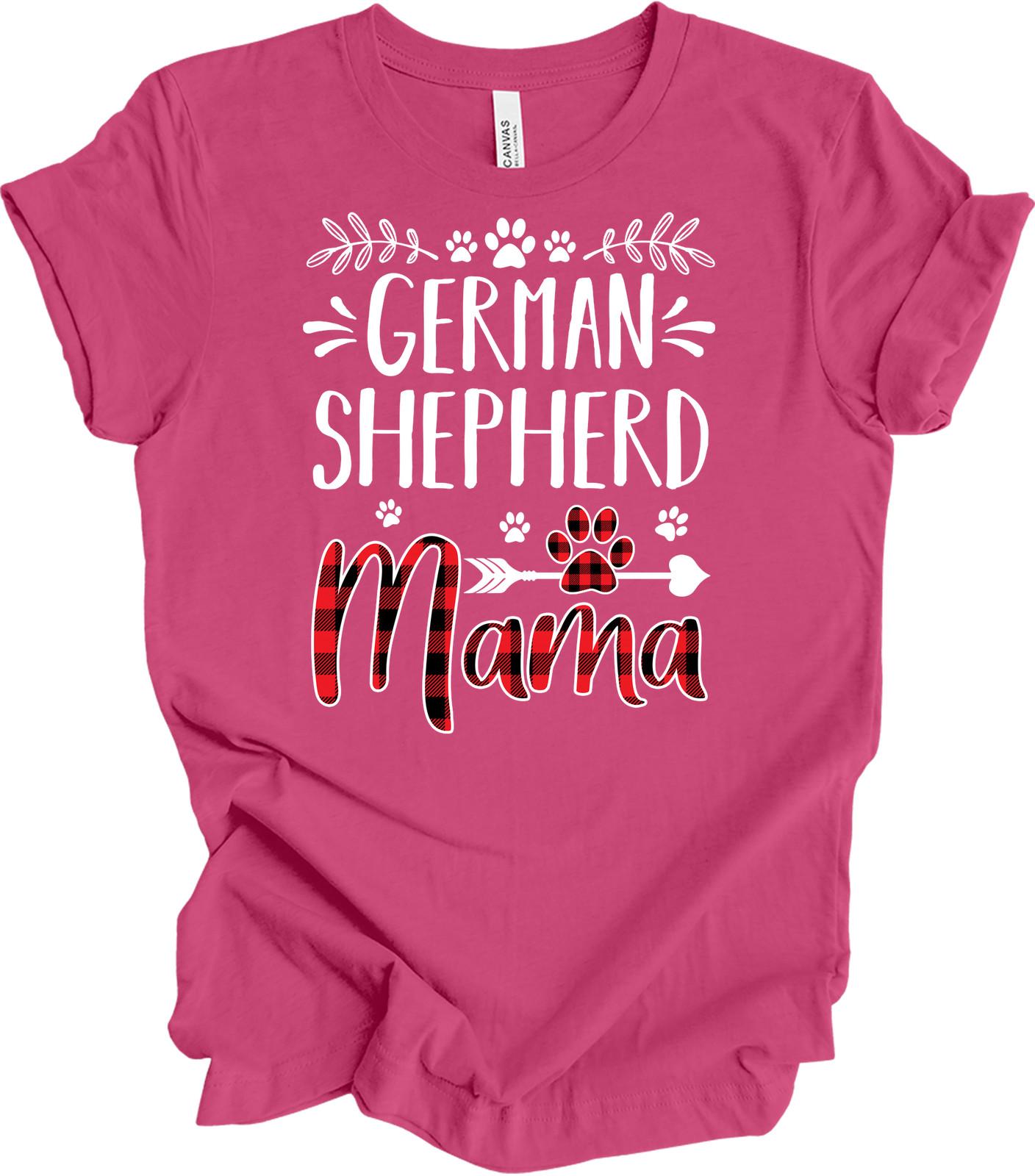 German Shepherd Mama Shirt Buffalo Plaid Dog Mom Gift Shepherd Lover T-Shirt S