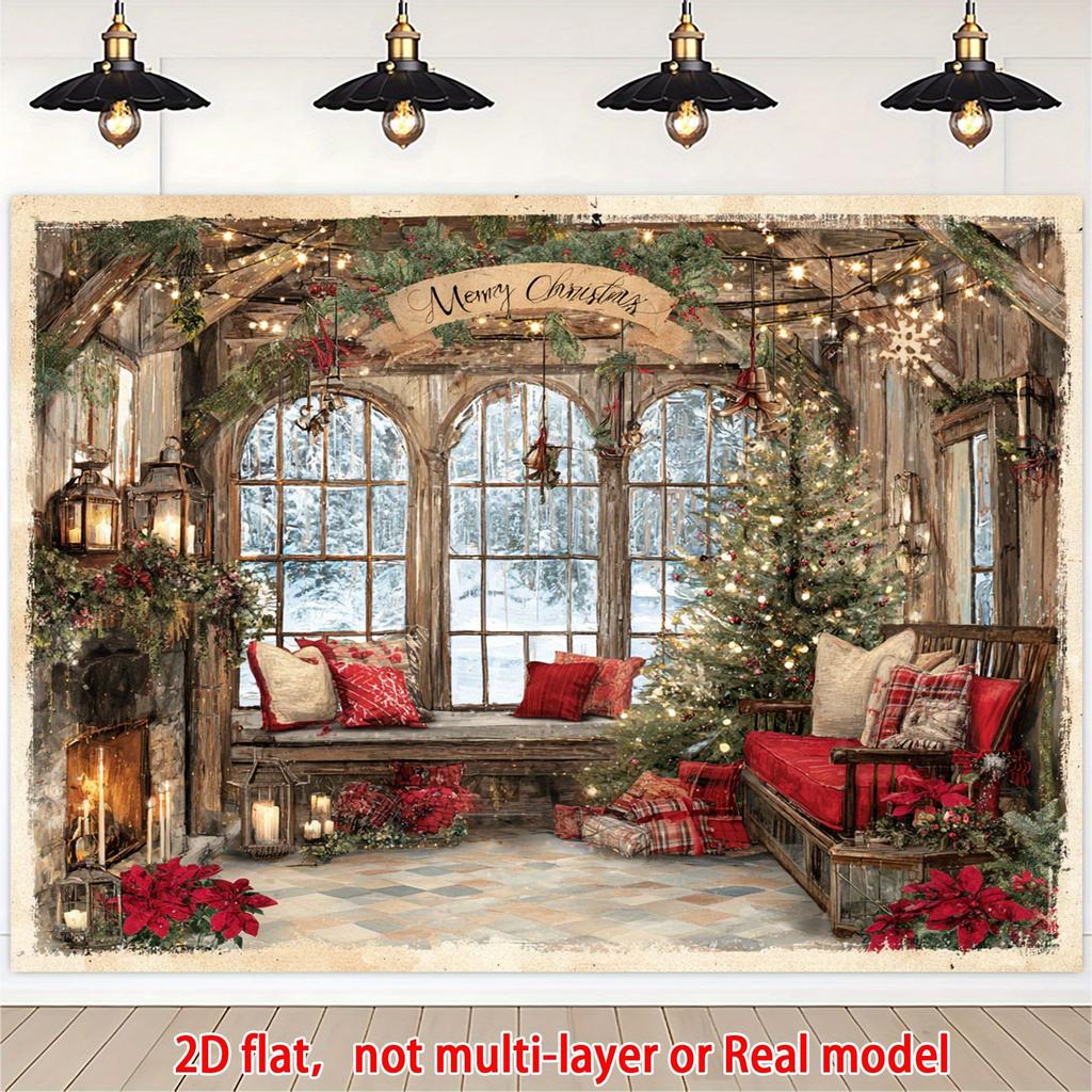 1Pcs Elegant Rustic Farmhouse Decoration Background Winter Backdrop Decorations For Photo Studio Photo Booth Christams Party