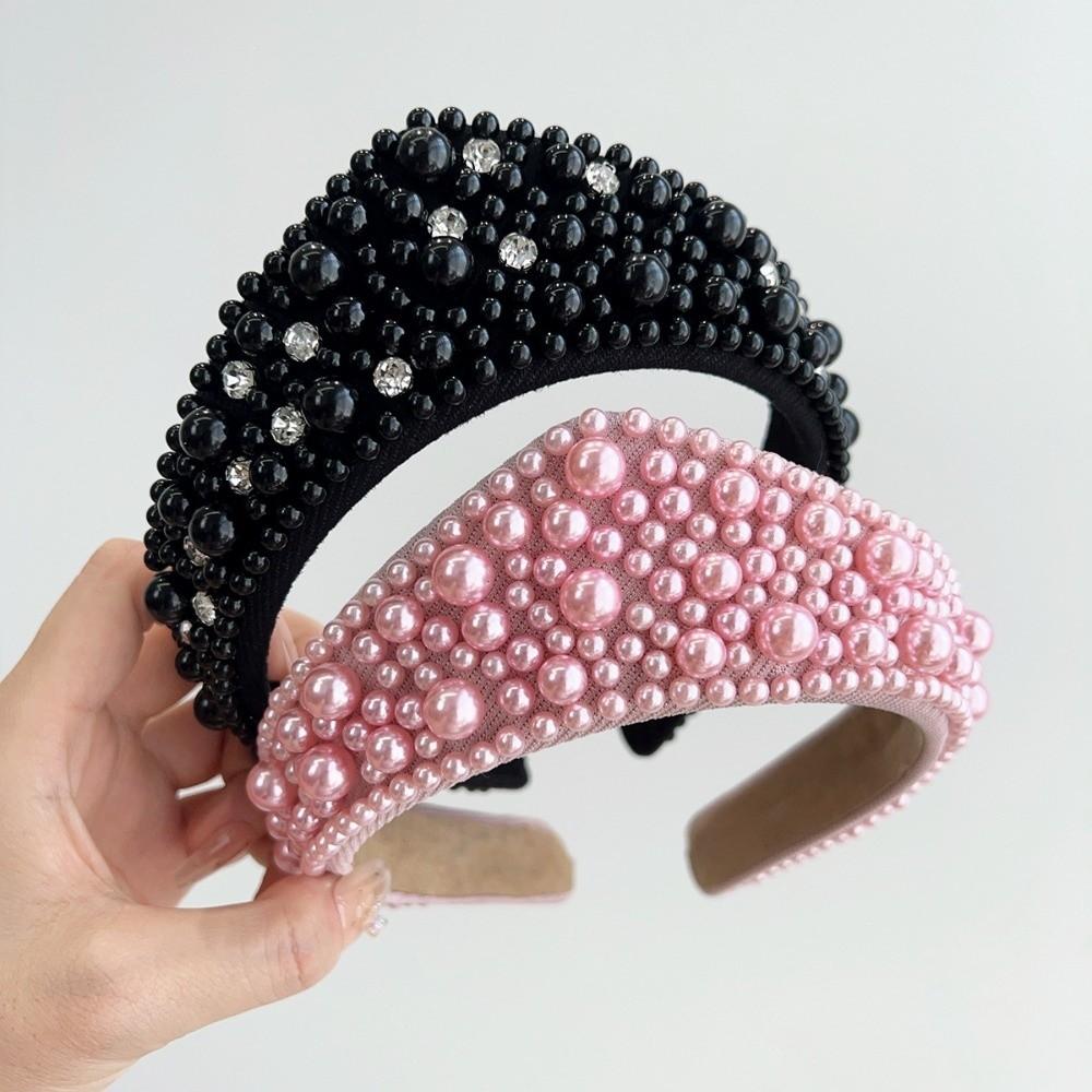 Baroque Fabric Hair Bands Rhinestone Hair Hoop New Pearl Headband Girls