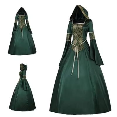 Dames Kostuum met Capuchon Fancy Dress Victoriaans Renaissance Kostuum Halloween Cosplay Koningin Baljurk Maskerade Jurk
