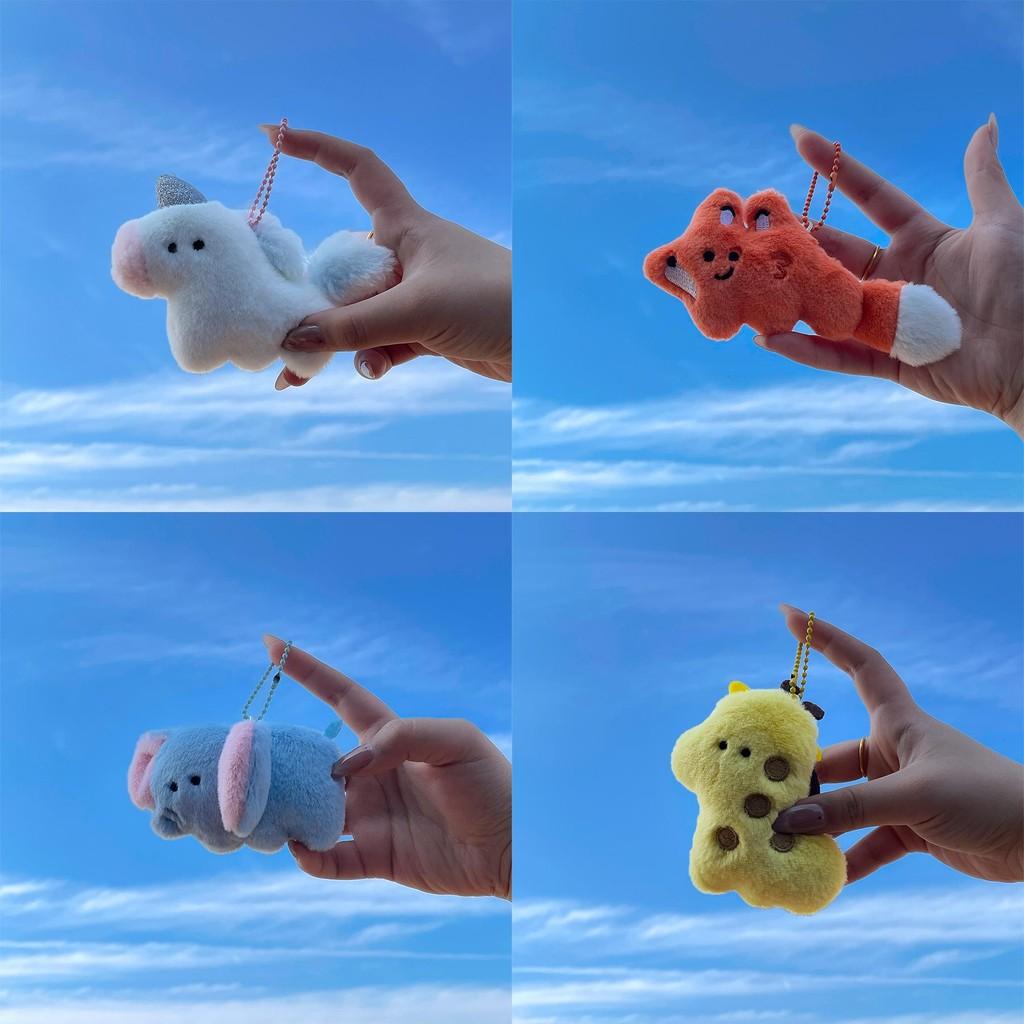 Elephant Fox Giraffe Unicorn Raccoon Plush Animal Keychain Stuffed Toy Gift