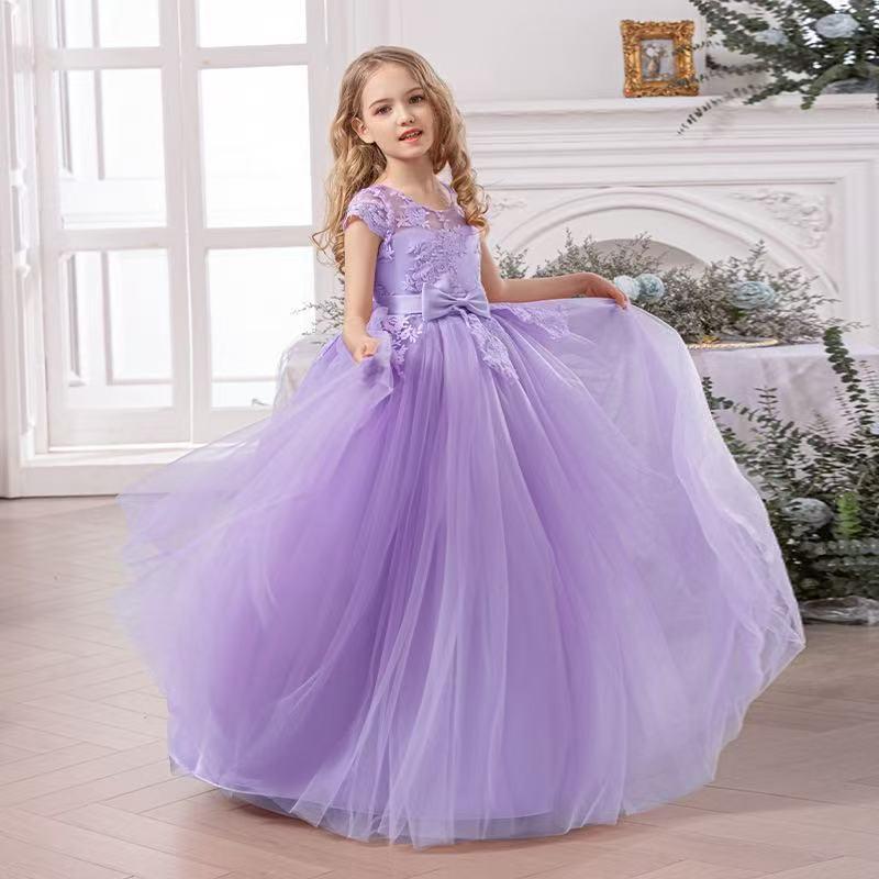 Abito con gonna a sbuffo per bambina per Pianoforte, Compleanno, Matrimonio o Sfilata