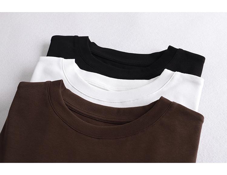 Women's Mid-Sleeve T-Shirt 2024 Korean Style Solid Color Base Layer Top Casual