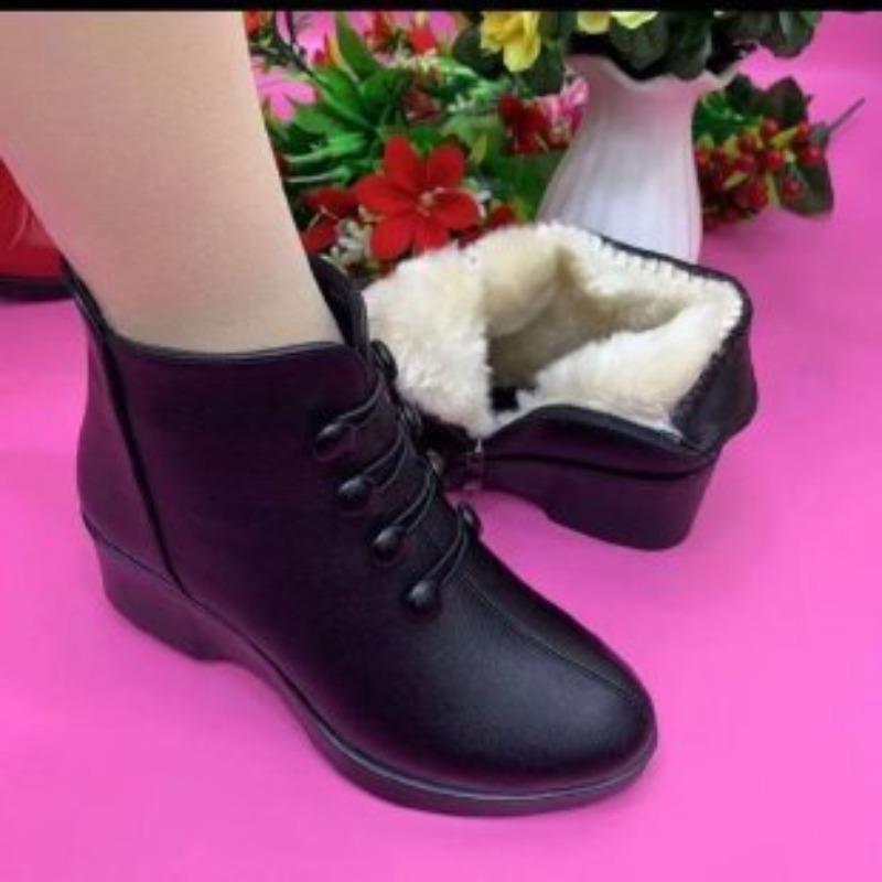 New Wedge Heel Boots, Thin Ankle Boots, Fleece Comfortable Cotton Shoes, Versatile Boots, Women's Shoes
