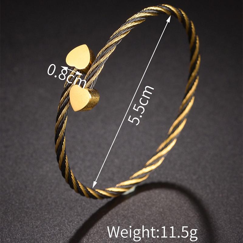 Atoztide New Open Bangle Bracelets for Women Stainless Steel Gold Color Adjustable Star Heart Bracelet Accessories Jewelry Gift