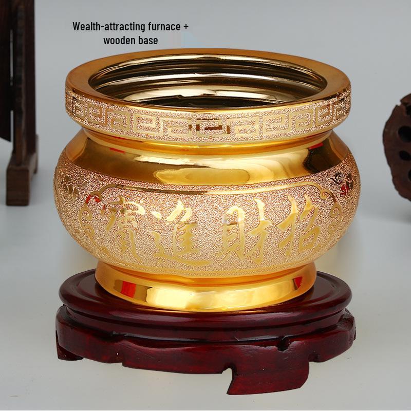 Small Ceramic Buddha Incense Burner with Golden Sand