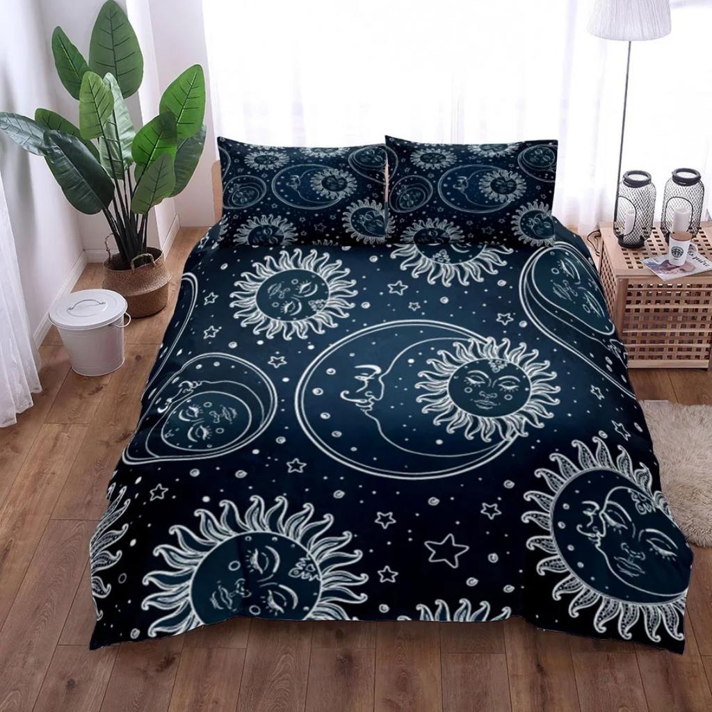 Tree of Life Bedding Set Sun and Moon Duvet Cover Yggdrasil Quilt Cover Decor for Adult Women Galaxy Stars Mandala Tribal Bed Se