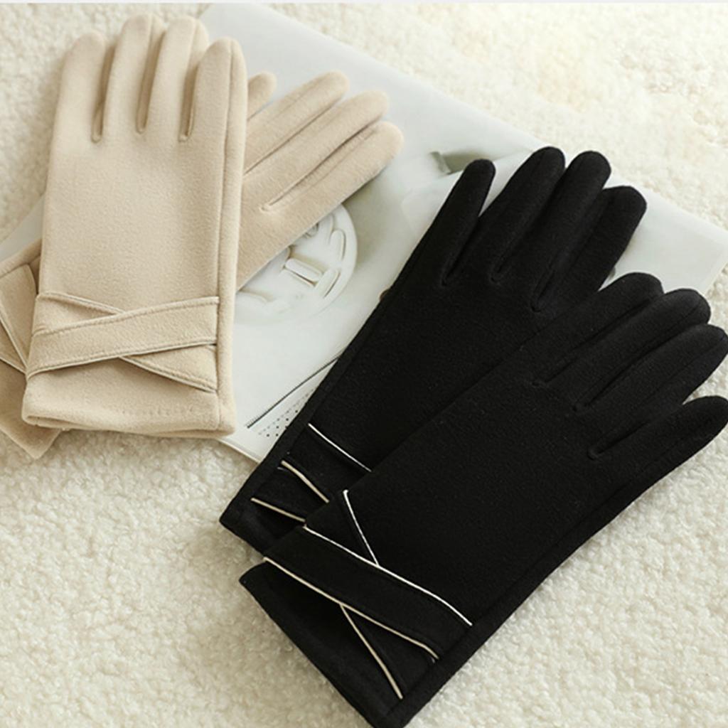 1 Pair Winter Fleece Touchscreen Gloves for Women Cold Weather Outdoor Riding Driving Windproof Warm Touchscreen Finger Gloves