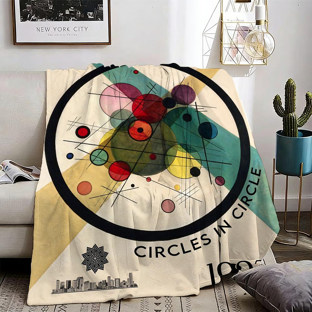 Abstract art Wassily Kandinsky Throw Lightweight 240g Flannel Blanket Soft Skin-friendly for Summer Cooling 75X95CM