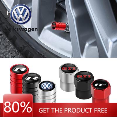 Pour VOLKSWAGEN VW 4 Pièces Emblème de Voiture Boulon en Métal Bouchons de Valve de Pneu de Roue Cache-poussière Pour Volkswagen GTI R-Line R Polo T5 Golf Passat