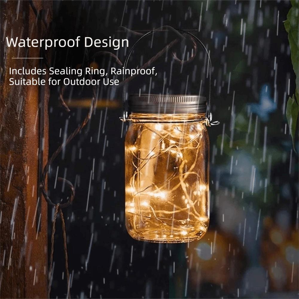 30LED Solar Fairy Lights Solar Charging Hanging Outdoor Lights Mason Jar Lid Lights  Porch Patio