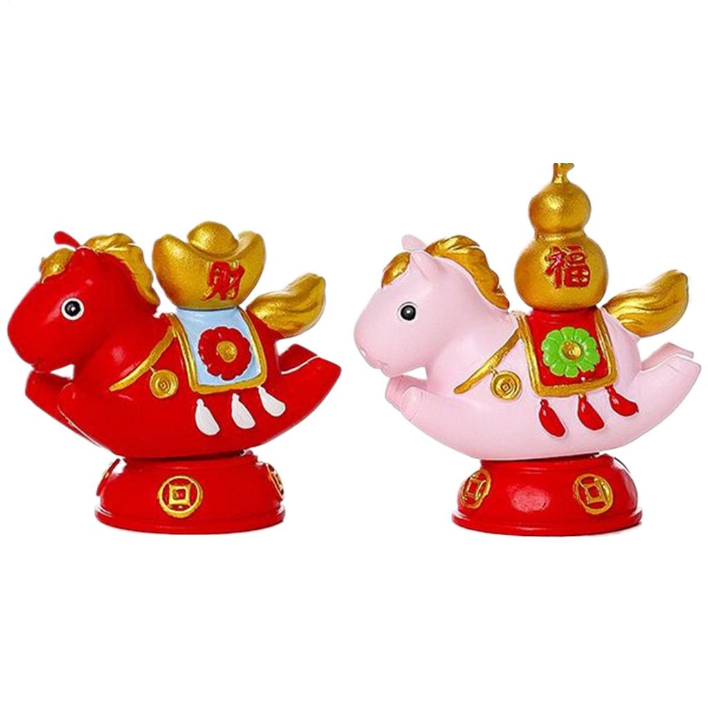 Year Of The Horse Figurine Rotatable Resin Decor for Wealth 2026 Chinese New Year Sculpture for Home Office Store School