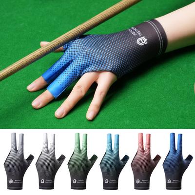 Open Finger Billiard Pool Gloves Adjustable Sticker Polyester Snooker Pool Gloves Portable Lightweight Reusable Amateur Training