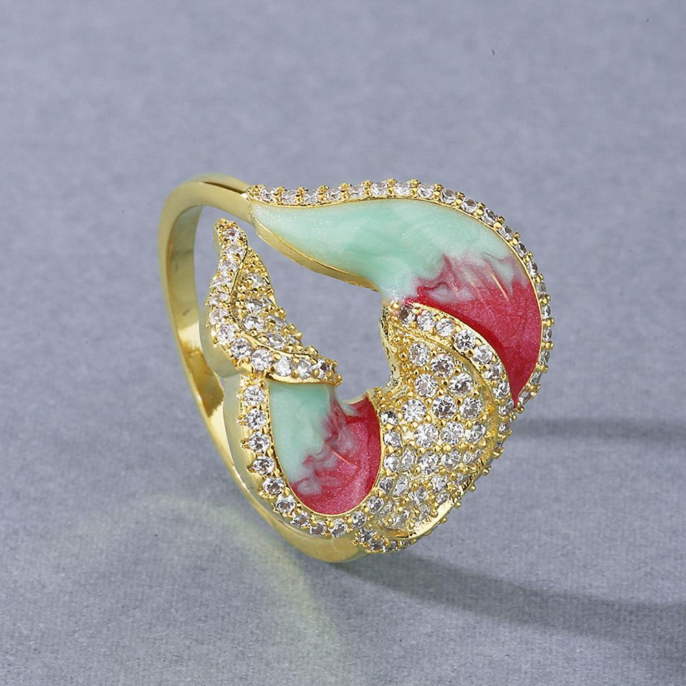 Popular Exquisite Silver Epoxy Enamel White Zircon Ring For Women Birthday Party Engagement Fashion Jewelry Gift