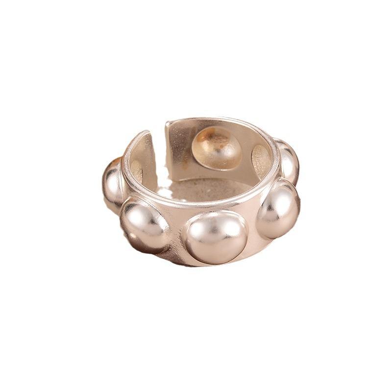 Cold wind geometric ring does not fade ins hollow lines European beautiful woman jewelry retro ring