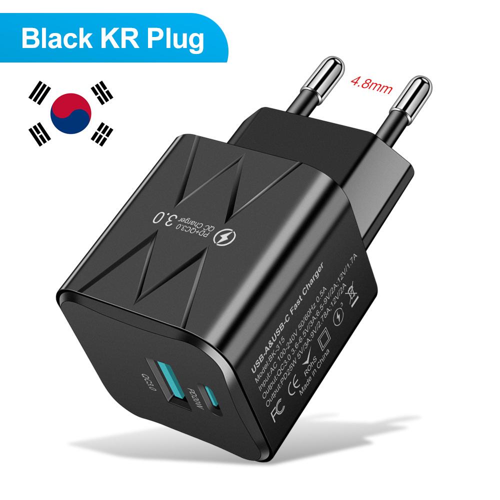 25W Super Fast Charging Macaron USB+PD Charger for EU, US, Korea