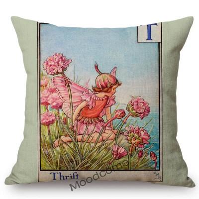 Tarot Alphabet Flower Fairy Baby Nursery Cartoon Art Home Decorative Sofa Throw Pillow Case Lovely Cute Children Cushion Cover