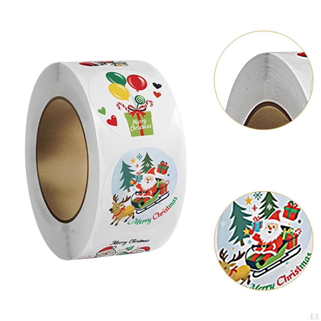 500Pcs Christmas Stickers Roll Envelope Seals Round Decorative Labels Gift Sealing for