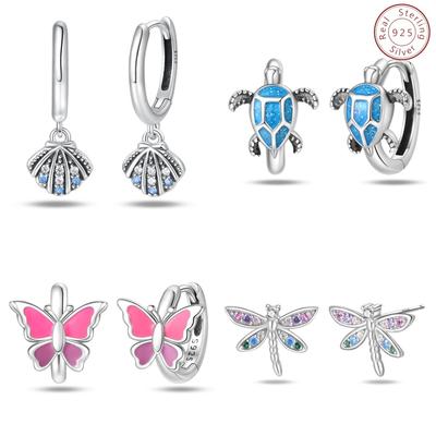 Stijl S925 Sterling Zilver Oorbellen Oorbellen Insect Libel Vlinder Schildpad Oorbellen Mode Sfeer