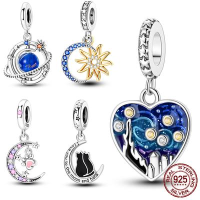 New Copper Sun Moon Pendant Van Gogh Starry Sky Charm Bead Charms Bead Compatible With Authentic Bracelets Ideal For Women Do It Yourself Gift