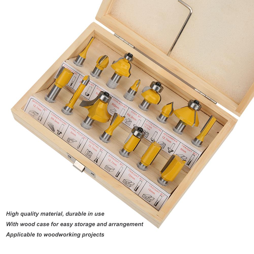 15PcsCelsiusSet Cemented Carbide Router Bit Woodworking Milling Cutter Kit with Storage Box