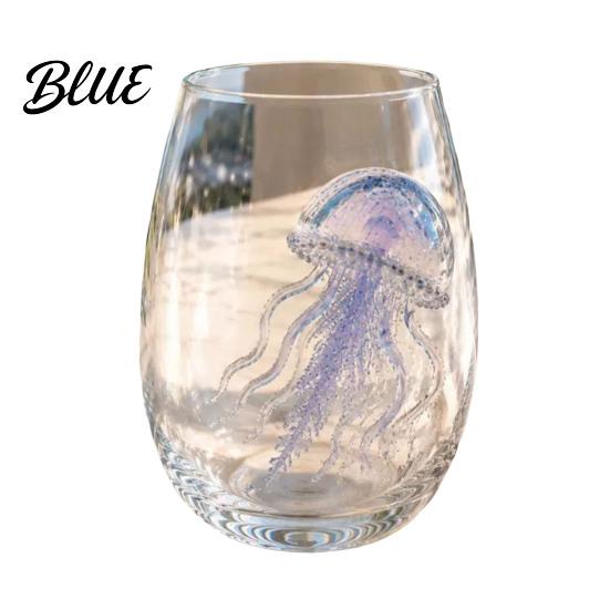 Bicchiere Acqua Stile Costiero Decorativo Polpo Bicchiere di Vetro Balene Oceaniche Cavallucci Marini Granchi Meduse Cocktail per Casa Vetro Creativo Vino Caffè Bar,