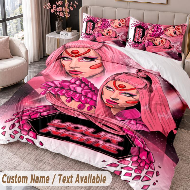Custom Name Text 3Pcs Bedding Set Lady Gaga Duvet Cover And Two Pillowcases