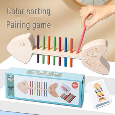Fishbone Montessori Color Matching Toys for Toddler Fine Motor Skills Development