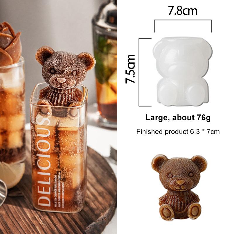 3D Silikonform Eiswürfelbereiter Kleine Teddybärform Schokoladenform Tablett Eiscreme DIY Whiskey Wein Cocktail Silikonform