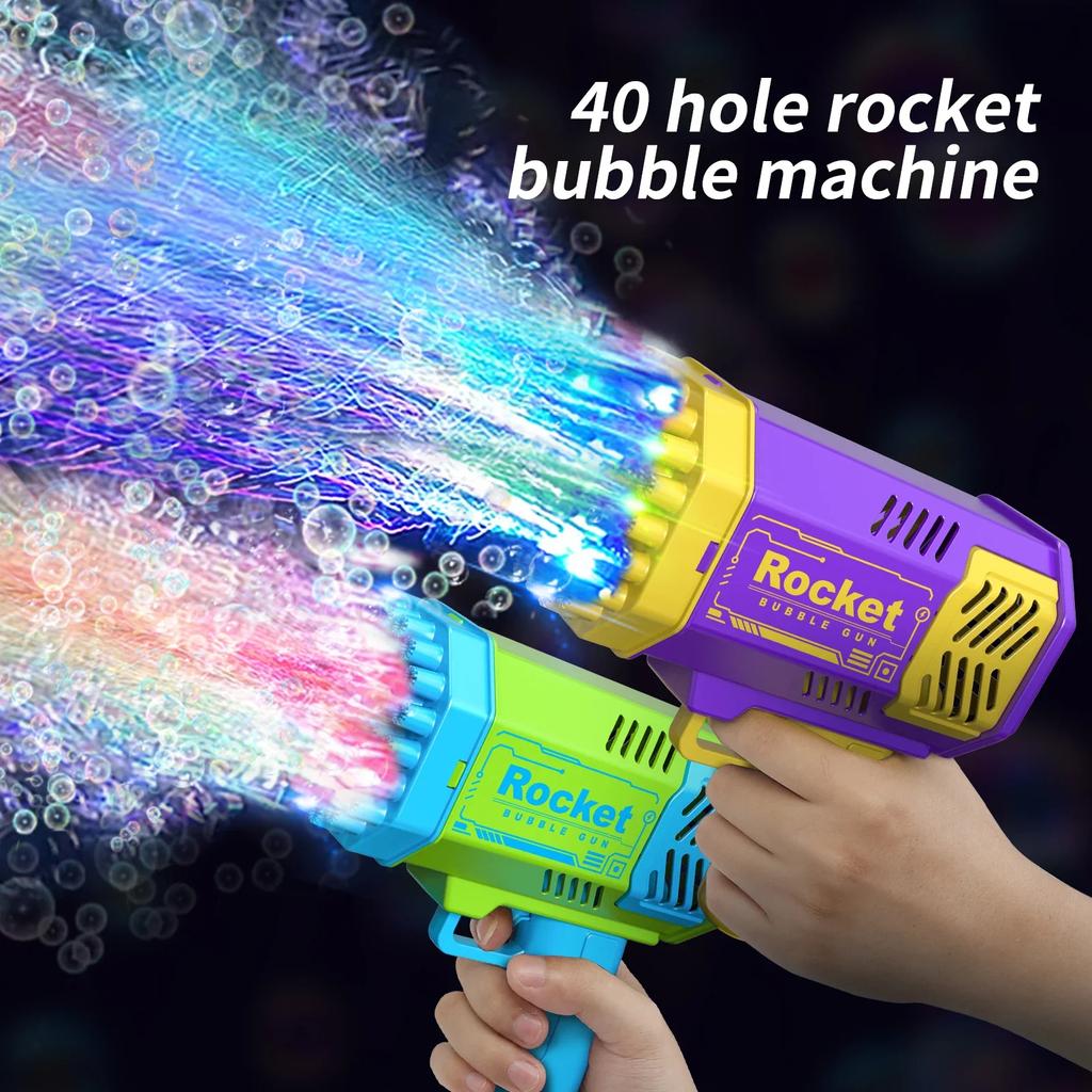 40 Hole Handheld Massive Foaming Space Light Bubble Machine Electric Children's Toys Without Battery Without Bubble Water