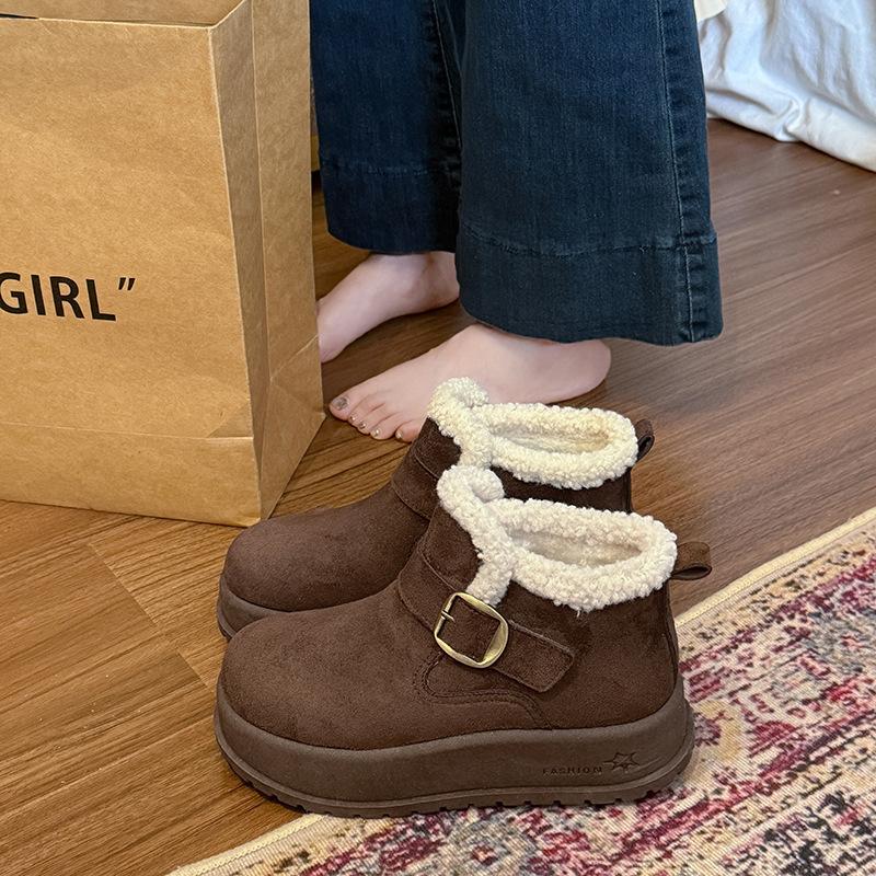 

Женские ботинки на толстой подошве, пушистые, модные, зимние, легкие, теплые, противохолодные, с защитой от снега, нескользящие, повседневные кроссовки, хлопковые ботинки 40 коричневый