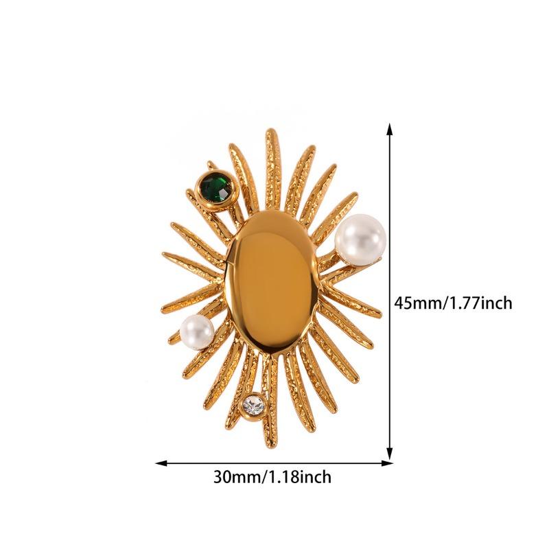 New Fashion High-end Sun Leaf Pearl Brooch Coat Sweater Decorative Pin Popular Brooch