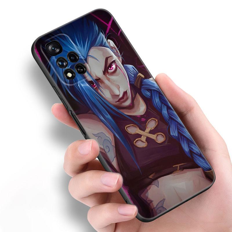Arcane Jinx Anime Black Silicone Phone Case For Xiaomi POCO X3 X4 NFC F5 M3 M4 M6 X5 X6 Pro F3 F4 GT 5G C55 C65 M5
