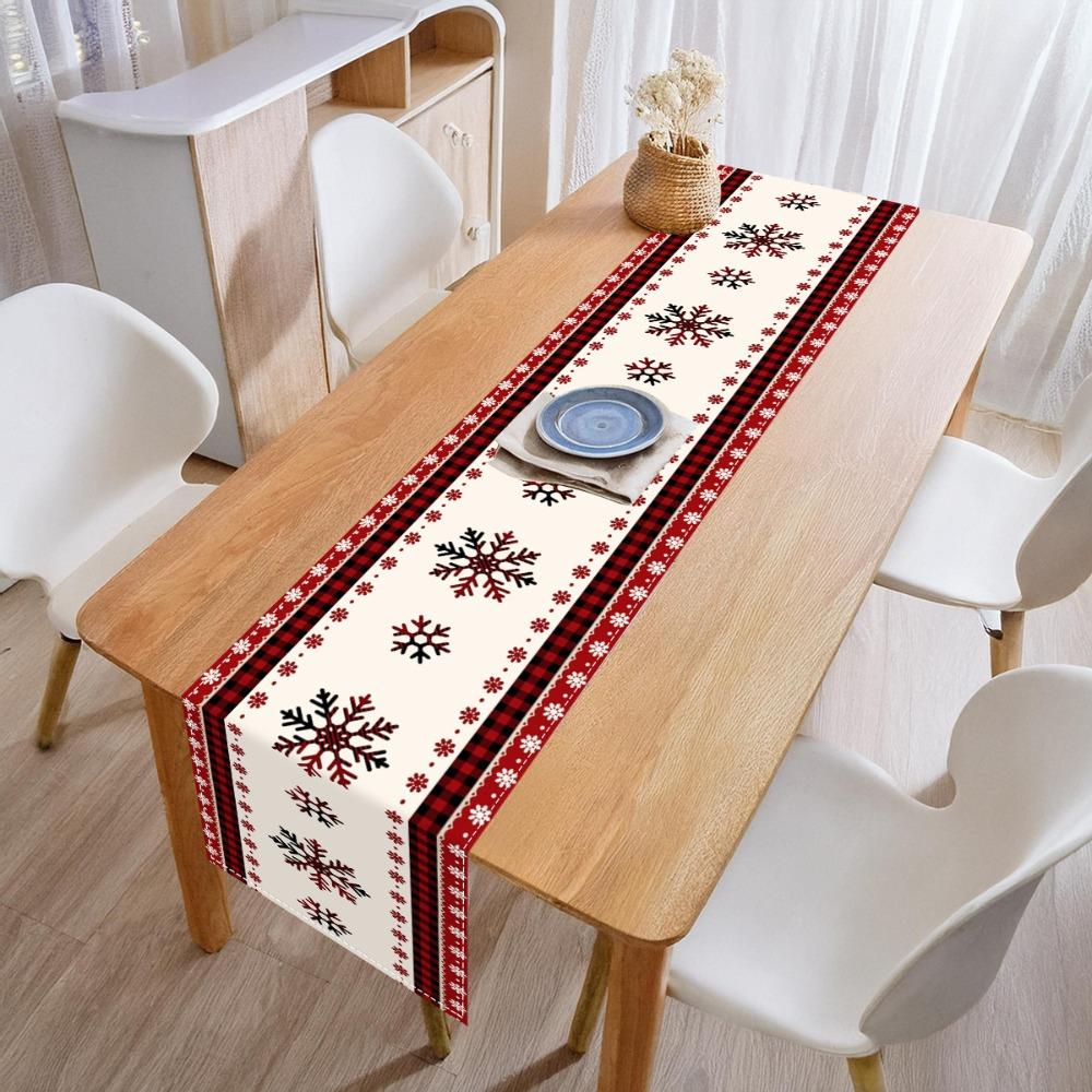 Christmas Snowman Table Runner Linen Home Dining Room Decor Festive Holiday Tablecloth for Living Room
