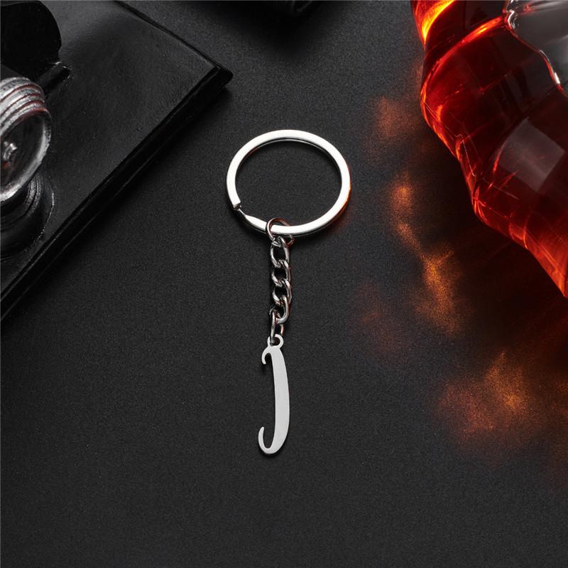 Fashion DIY A-Z Initials Metal Keychains Holder Pendent Key Chain Women Car Key Ring Simple Letter Name Keyrings Party Gift