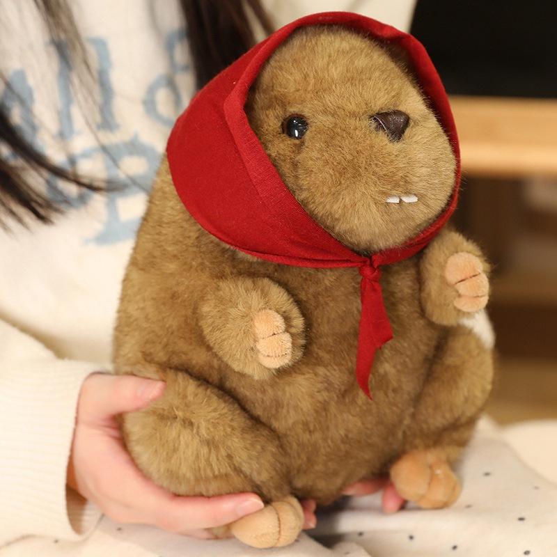Skjerf Murmeldyr dukke søt skjerf dukke plysjleke stoffdukke bursdagsgave