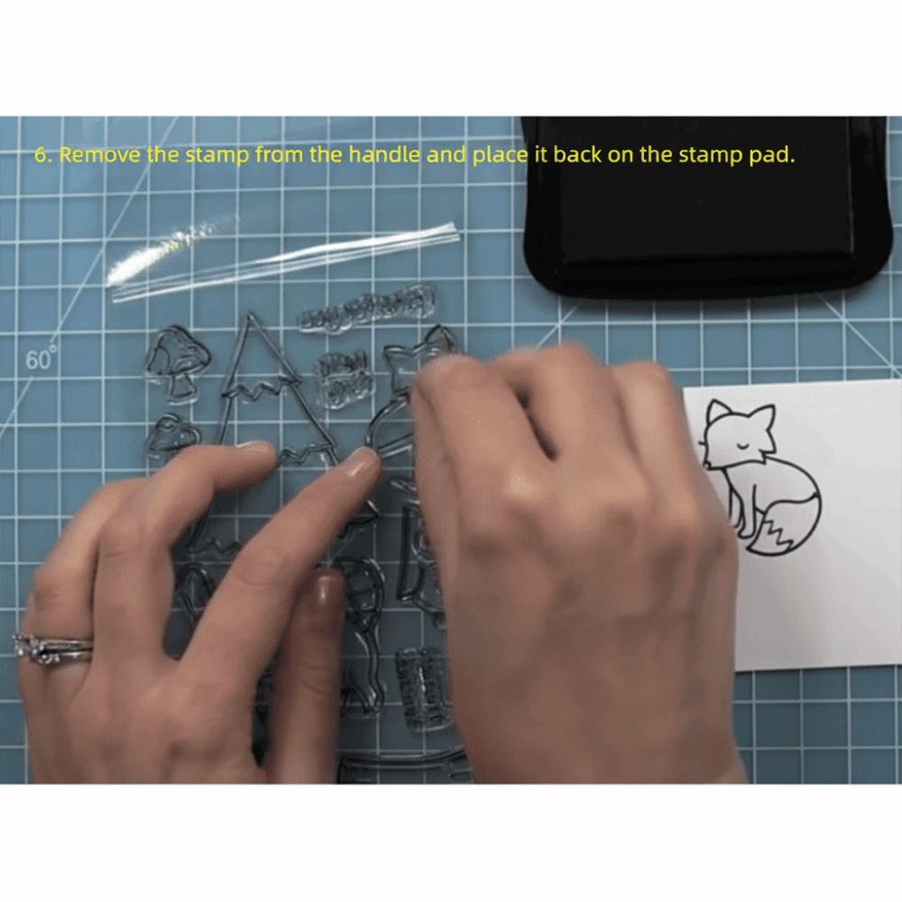 6Pcs with Grid Lines Clear Stamping Tools Clear Stamp Display Block Photo Album Decorative