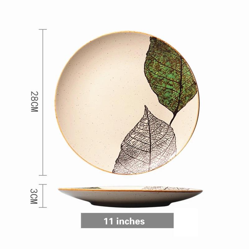 8-14 Inch European Circular Plate Cake Rack Fruit Tray Steak Plate Ceramic Hand-painted Disc Underglaze Fruit Creative Plate-B
