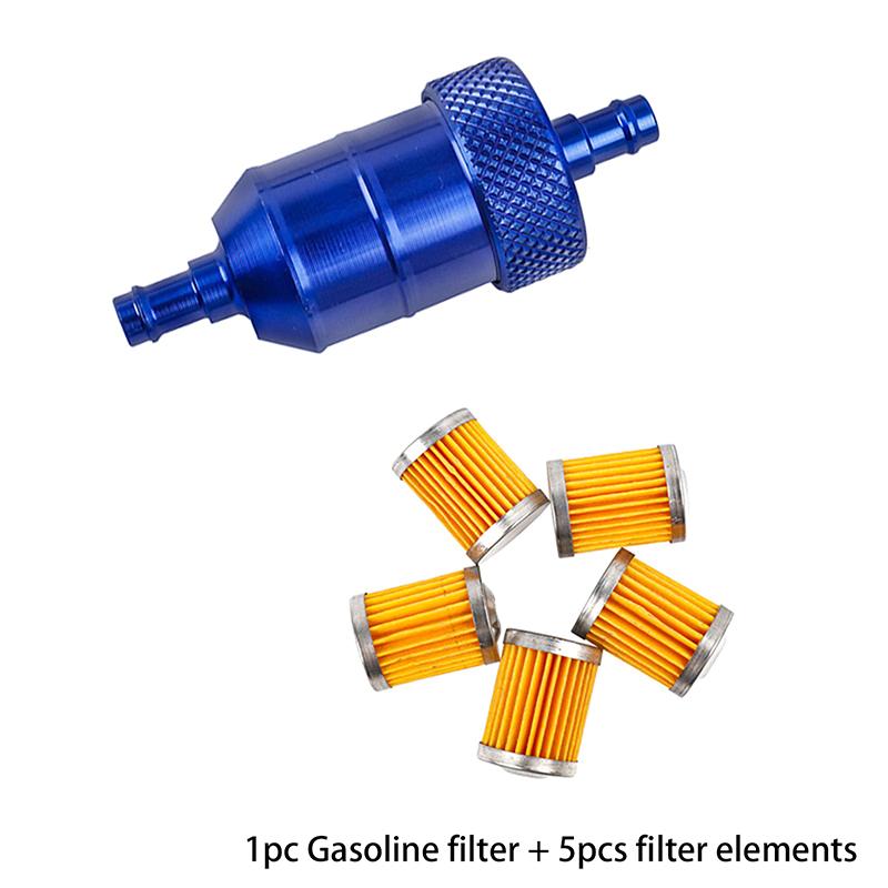 8Mm Cnc Aluminum Gasoline Cleaner +5 Pieces Reusable Cleanable Fuel Filter Motorcycle Atv Quad Inline Oil And Gas Fuel Filter