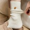 White Sock - Thick and Warm Mid-calf Socks for Autumn and Winter, Retro Twisted Pattern with Dark Color, Trendy and Easy To Match, Pile Socks
