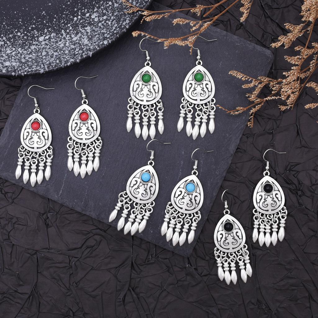 Retro Earrings Women's Ethnic Style Fringed Earrings Xinjiang Ancient Style Earrings Festival Scenic Accessories