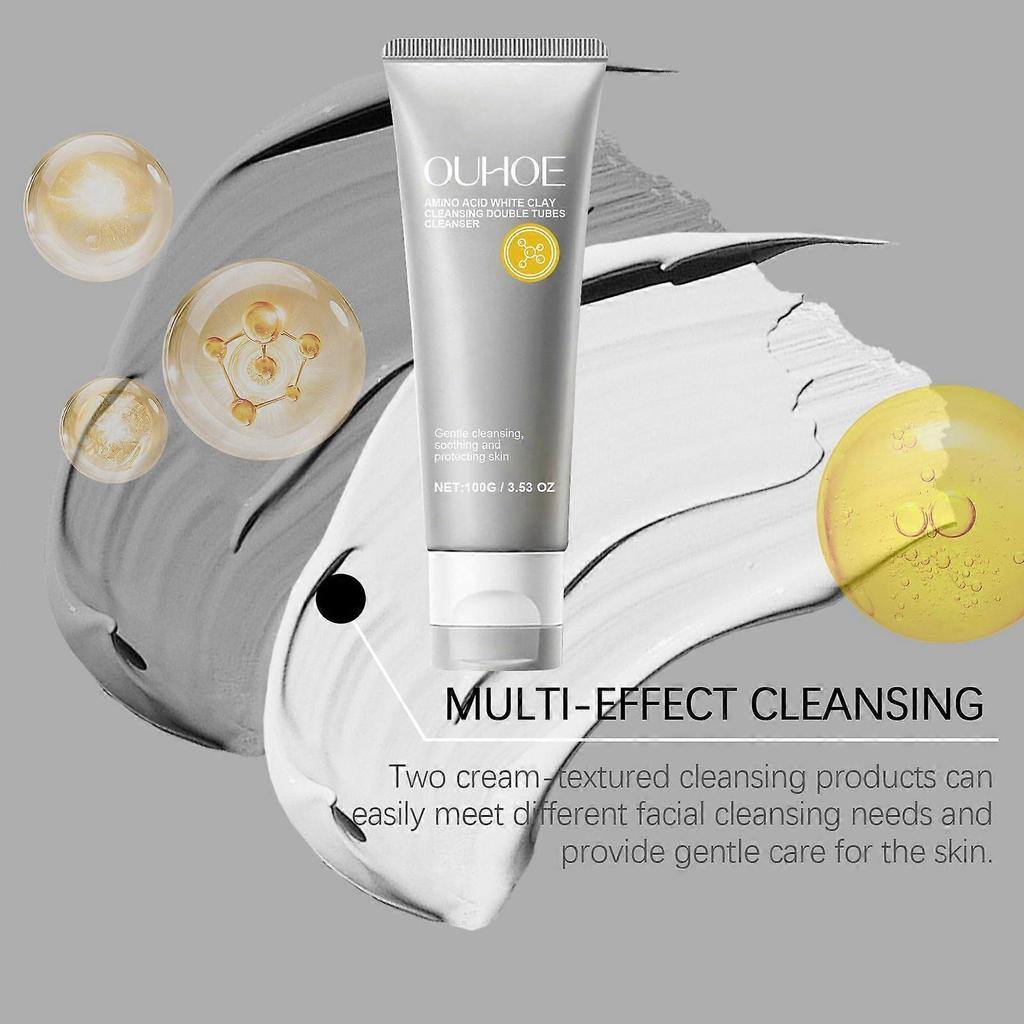 Ouhoe Amino Acid Dual-Tube Cleanser Gently Cleanses, Hydrates, Brightens, And Moisturizes Delicate Facial Skin