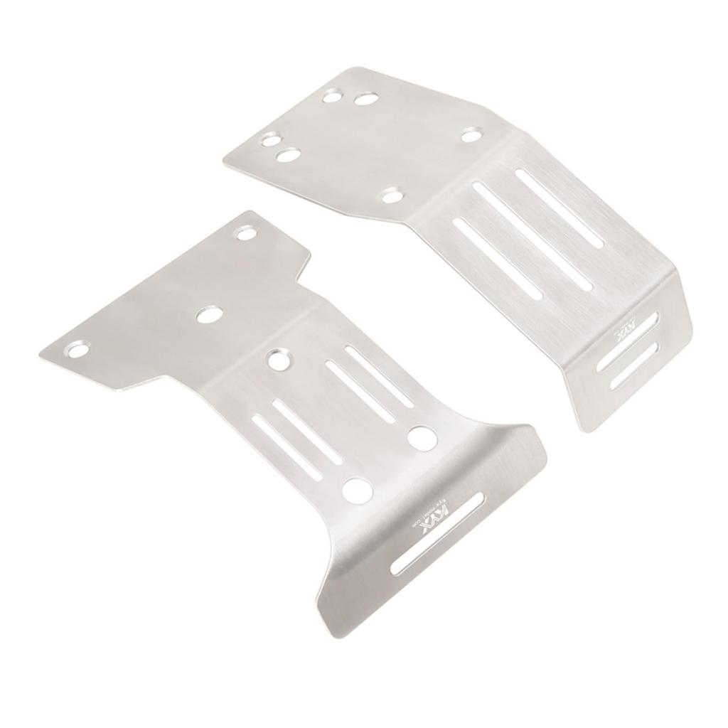 XBERSTAR Chassis Armor Set for Tamiya 1/10 Fighter Nxgen DT-04 RC Car, Front and Rear Stainless Steel Chassis Armor Protection Skid Plates