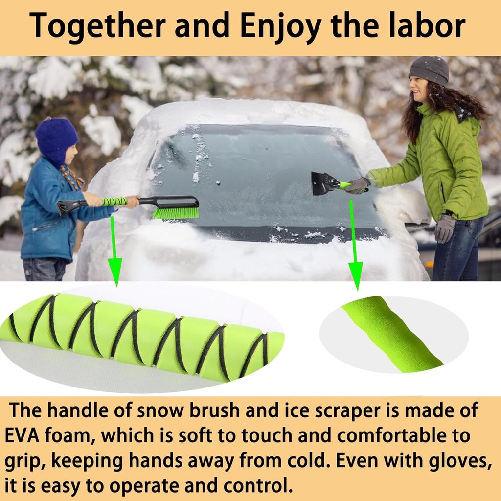 27" Snow Brush & Ice Scraper For Car Windshield, Detachable Snow Scrapers With Foam Grip For Cars, Trucks, SUVs