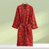 Print Flower Cotton Gauze Kimono Bathrobe Gown Female Robe Negligee Loose Home Dressing Gown Sleepwear Spring Summer Nightwear