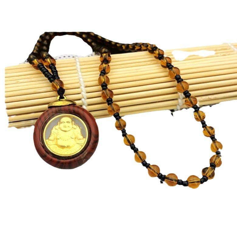 Gouden Blad Dubbelzijdig Guan Yin Boeddha Hanger Ketting - Unisex Sieraden Cadeau