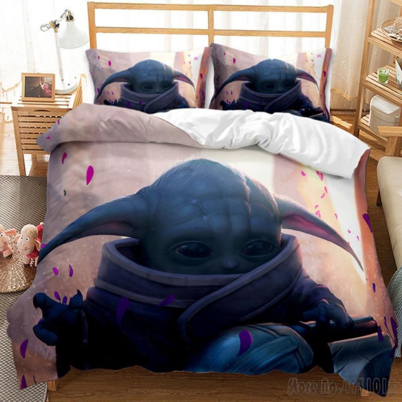 Bedding Set Anime Yoda Baby Double Twin Full Queen King Kids Bedclothes Duvet Cover Pillowcase Decoration Christmas Gifts