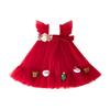Vestito di Natale per Bambina Vestito Tutù da Bambina Senza Maniche Tulle Vestito Principessa con Fiocco di Peluche Vestito da Festa per Neonata