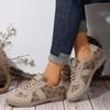 Plus Size Spring New Retro Style Color-Block Flat Shallow Lace-Up Casual Shoes Women's Sneakers