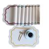 Placemat Table Mat Tableware Pad PU Leather Waterproof Heat Insulation Non-Slip Placemat Soft Morandi Cream Printed Bowl Coaster